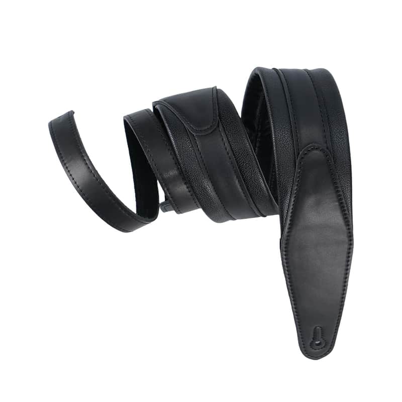 Leather Guitar Strap, 2.95 In Wide, Adjustable Length 54-59 In, Compatible with Bass, Electric and Acoustic Guitars,Black image 1