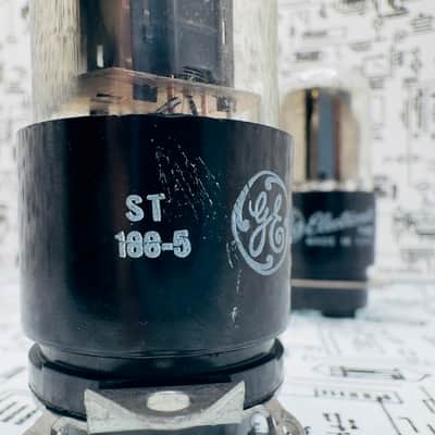 GE 6SN7GTB Matched Pair NOS Vacuum Tubes Grey Plate Side Getter Double Mica image 4