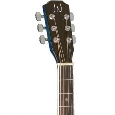 JN Guitars BES-A TBB Bessie Series Acoustic Auditorium, Solid Spruce Top, Trans Blue image 3