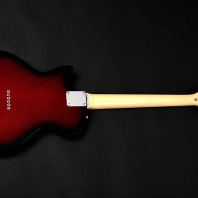 BootLegger Guitar Single Barrel 2021 Red Burst Custom Case & Flask P90 & Single Coil image 13