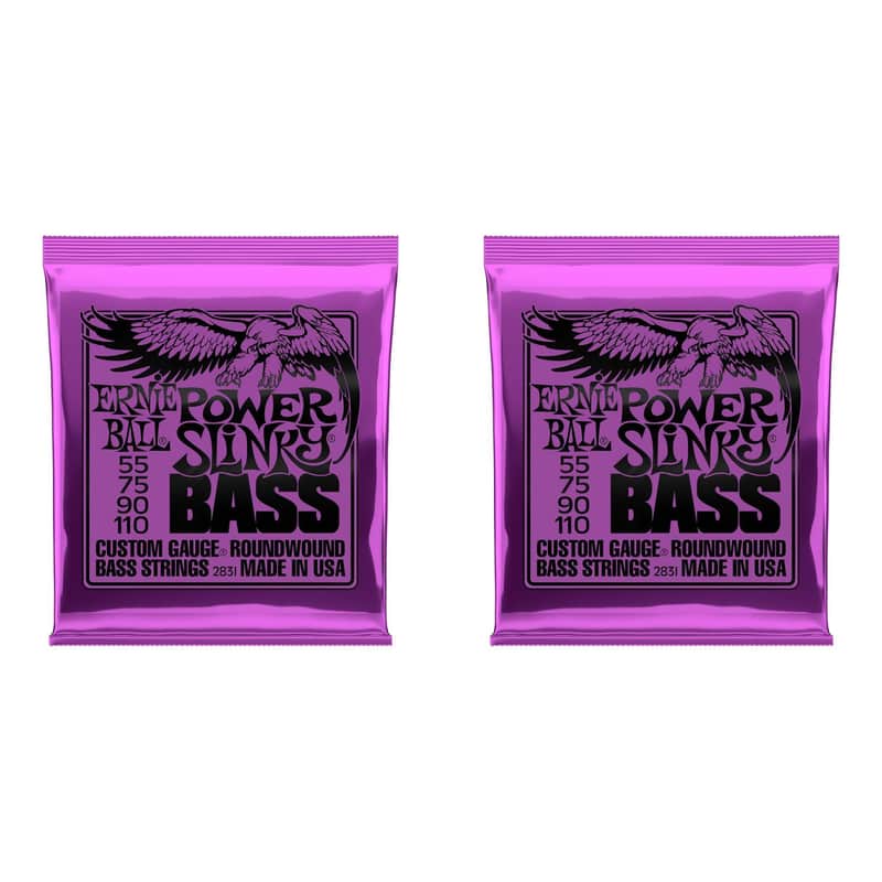 Ernie Ball 2831 Power Slinky Nickel Wound Electric Bass Guitar Strings 2-Pack - .055-.110 image 1