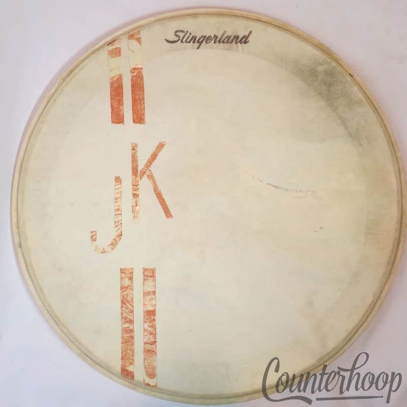 *Slingerland 22" Calf Skin Resonant Logo Bass Drum Calfskin Head Vintage 50s USA image 1