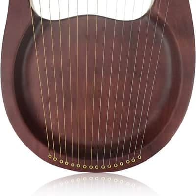 16-String Wooden Lyre Harp Metal Strings Mahogany Solid Wood String Instrument with Carry Bag image 2