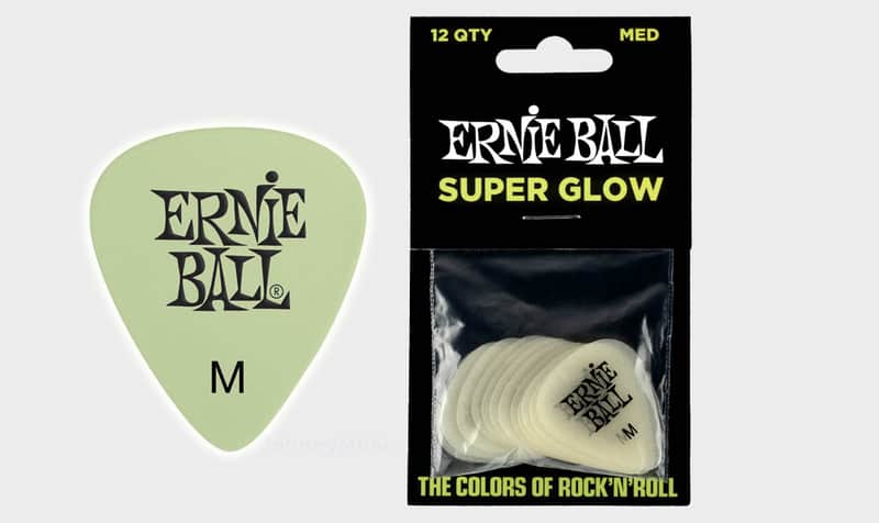 Super Glow Cellulose Picks Medium 12-Pack - world-standard .72mm celluloid med-pick specifications image 1