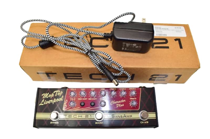 Tech 21 SansAmp Character Plus Series Mop Top Liverpool 2-channel Analog Amplifier Emulation Guitar Effects Pedal w/ Box & Power Supply Adapter image 1