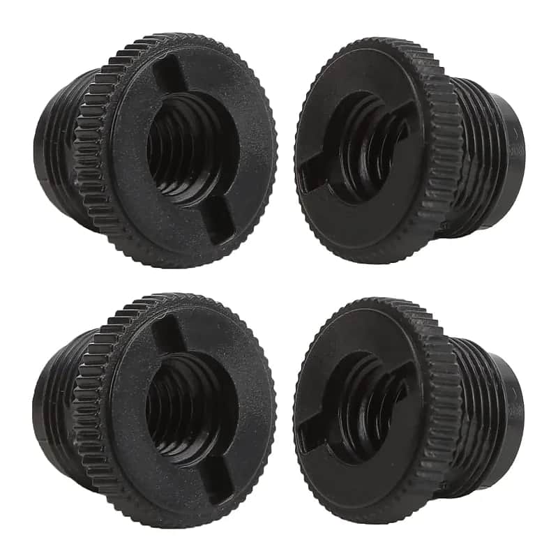 4 Pieces Mic Stand Adapter Plastic 5/8" Male To 3/8" Female Screw Adapter For Microphone Stand Clips Mic Stand Holder Adapter, Silver Ms Adp P Blk 4Pcs image 1