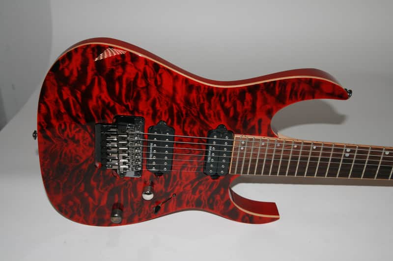 Ibanez Premium RG9 ( RG927 QM )7 String Transparent Red-Quilt Maple Top Ibanez Gig Bag RG7 image 1