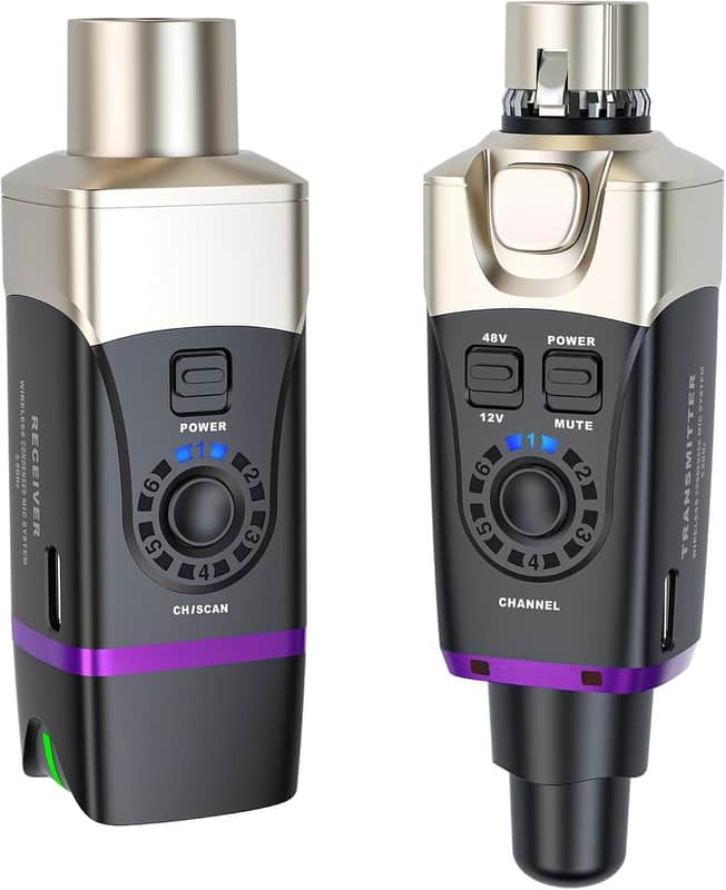 Wireless Microphone System 5.8GHz Wireless XLR Transmitter and Receiver for Condenser Microphone, Audio Mixer, PA System, Channel Scan Mode image 1