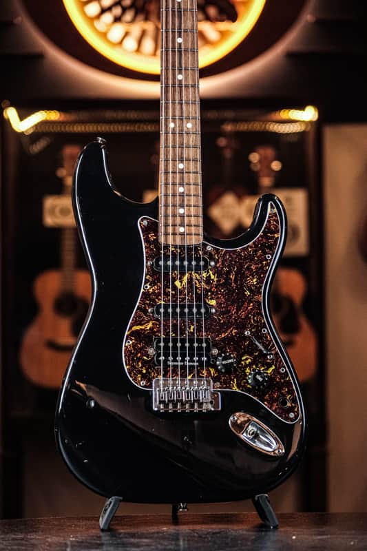 1990 Partscaster Stratocaster MIJ neck / American Standard body black image 1