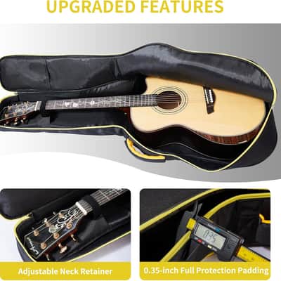 40/41/42" Acoustic Guitar Gig Bag (Fits 12 String & Dreadnought Guitars), 0.35" Thick Padded, 600D Waterproof Soft Guitar Backpack Case, 3 Pockets, Neck Fixed Strap & Adjustable Shoulder Straps image 2