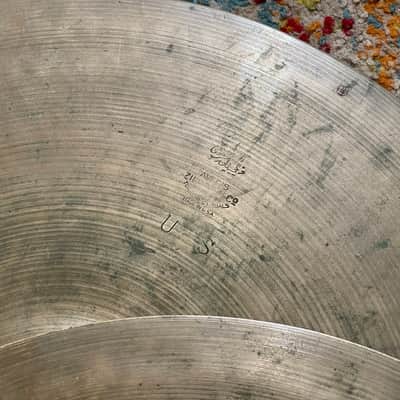 1940's Zildjian 15" Trans Stamp Hi Hat Cymbal Set US Military Transitional image 3