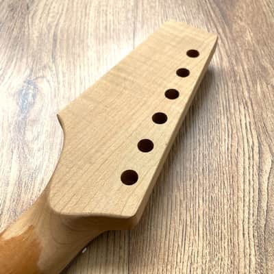 Telecaster Compatible Pro Roasted Flame Maple and Rosewood Guitar Neck Unfinished Paddle Headstock image 8