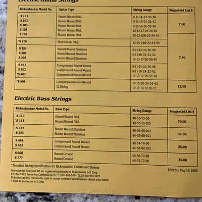 Rickenbacker 300 Series Guitar Catalog & Price List 1985 330 360 320 350 /12 image 7