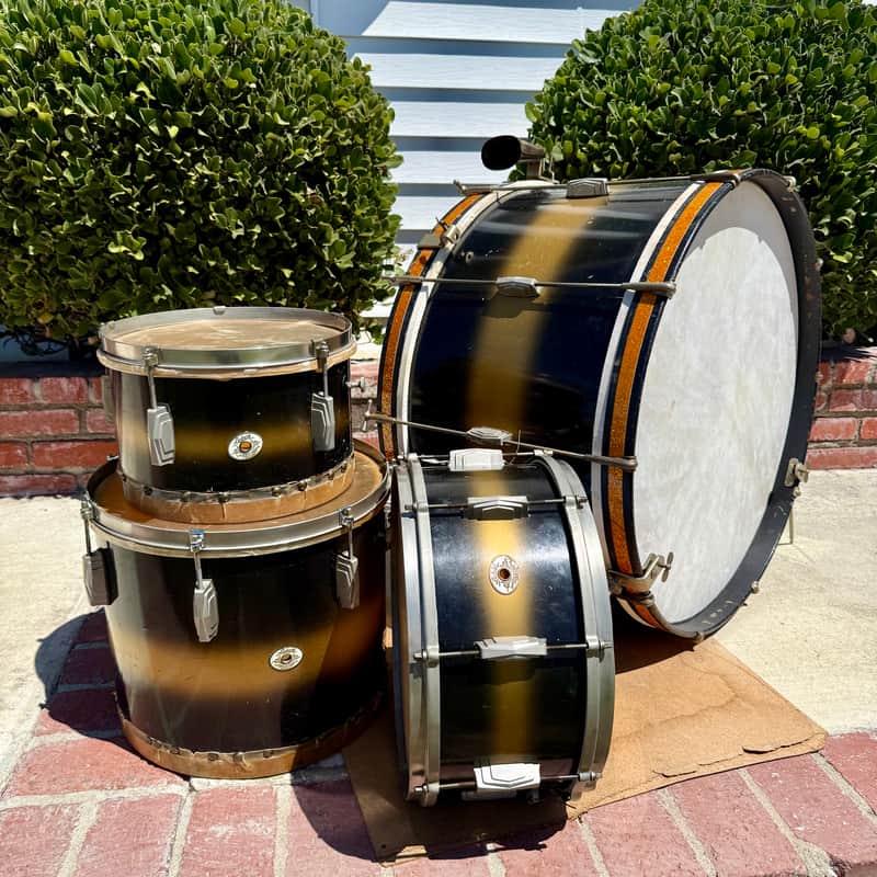 Ludwig & Ludwig Swing Session Drum Outfit 1940’s - Black and gold duco lacquer 11/14/26 & matching snare image 1