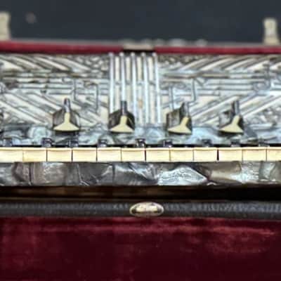 Vintage 120 Bass Full Size Harmonium Piano Accordion Black MOP With Case image 5