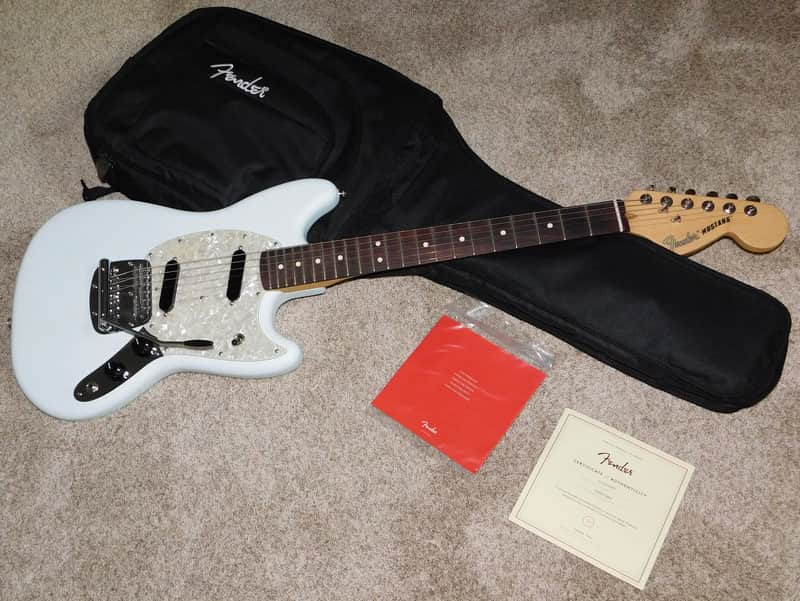 Fender American Performer Mustang Electric Guitar Satin Sonic Blue 2025 image 1