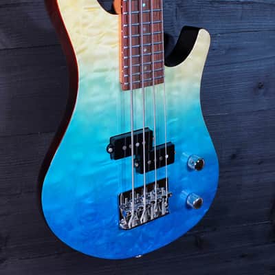 Flight Mini Bass TBL Trans-Blue Solidbody Electric Bass image 14