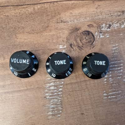 Fender Stratocaster Control Knob Set Of 3 Volume Tone/Tone Original Vintage 1970s Black image 2