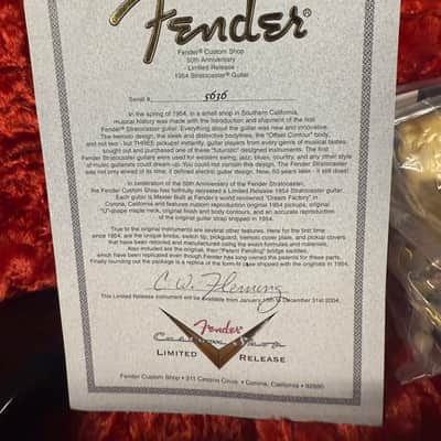 Fender 50th Anniversary 1954 Stratocaster Masterbuilt Chris Fleming 2005 - Sunburst image 11