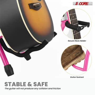 5Core Guitar Stool 3.15" Padded Chair w Backrest Foldable Music Seat Built in Foot Rest Guitar Stand image 3