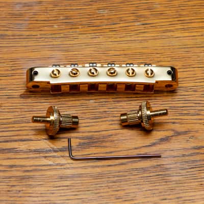 TonePros TP6R-G Tune-O-Matic Bridge with Roller Saddles 2010s - Gold image 2