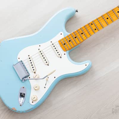 2023 Fender Custom Shop Limited Edition 1957 Stratocaster Relic Faded Daphne Blue w/ Case, COA, Tags image 1