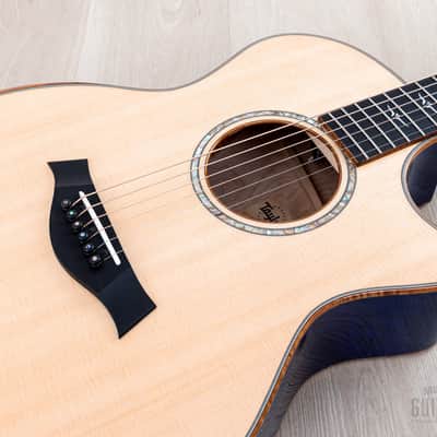 2023 Taylor Custom Grand Auditorium Acoustic Electric Guitar Trans Blue w/ Lutz Spruce + Quilted Maple image 7