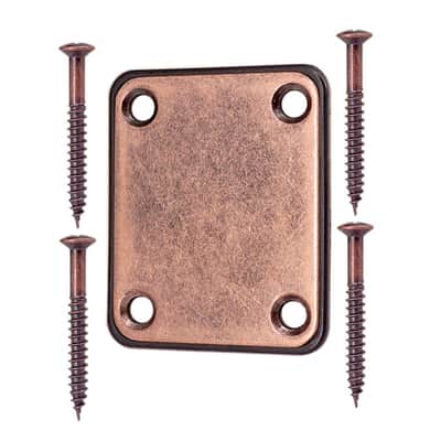 4 Holes Electric Guitar Neck Plate, Neck Joint Plate With Screws for Electric Guitar Bass - Copper Red image 1