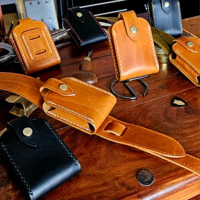 Guitar Wireless transmitter holster - handmade, hand stitched, vegetable tanned leather. image 3