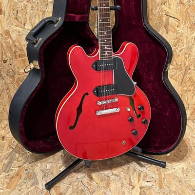 Pre Owned Gibson 2012 Memphis Custom Shop LTD ES-335 P90 - Satin Cherry, Gloss Top Inc. Case image 5