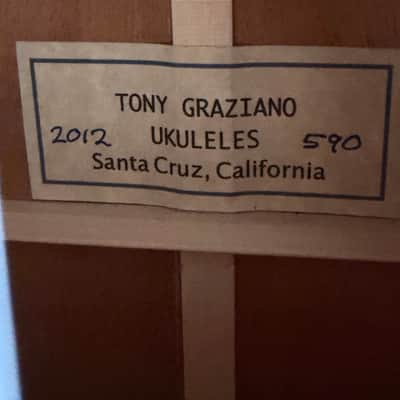 2012 Tony Graziano Tenor Ukulele #590 – Spruce / Figured Koa – Hardshell Case image 3
