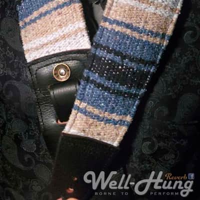 Well-Hung "Bandido" 3" wide padded guitar strap Mexican blanket in Agave + Sand image 3