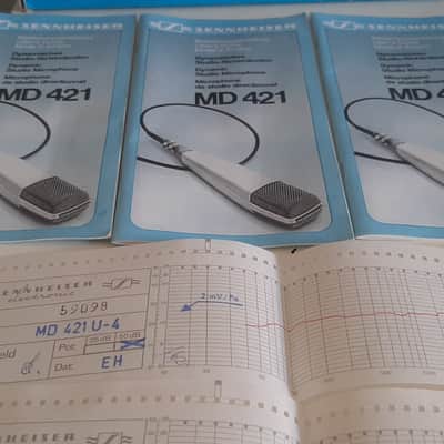 Set of 3x Sennheiser MD 421-U4 Cardioid Dynamic Microphones with Matched Serials 1960s - 1990s - Black image 9