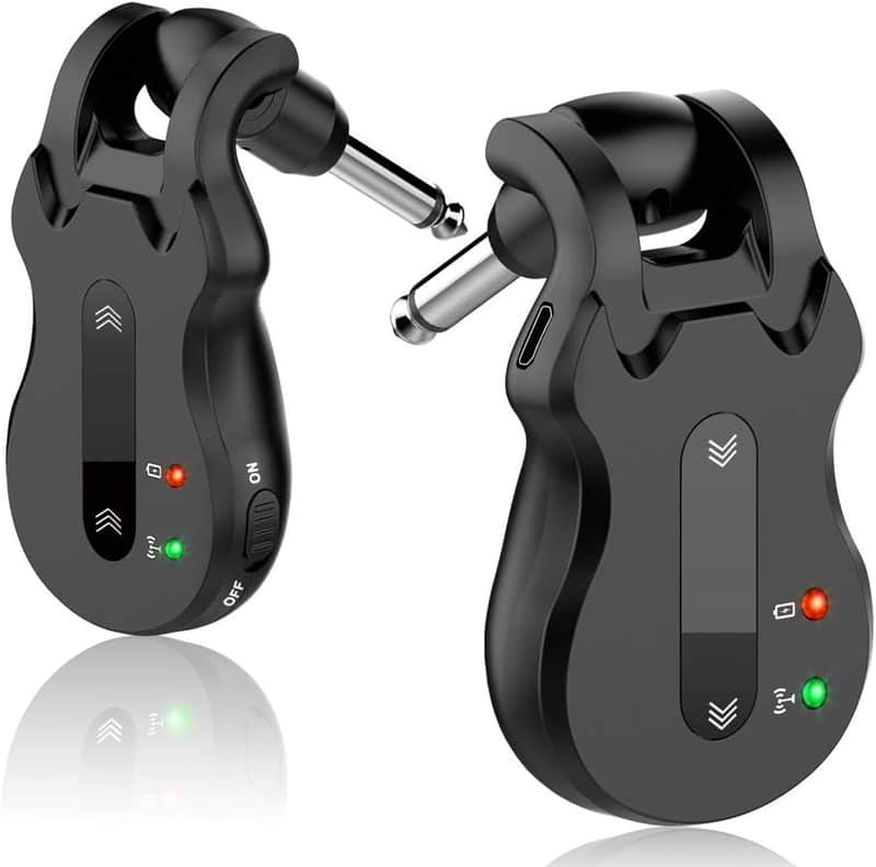 Wireless Guitar System 5.8 Wireless Guitar Transmitter Receiver Rechargeable Audio Wireless Transmitter Receiver 4 Channels Transmission Range for Electric Guitar Bass (Black) image 1