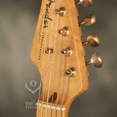 1960 Fender LEFT-HANDED Stratocaster factory assembled with '57 neck Custom Color BLACK with GOLD hardware!!! image 8