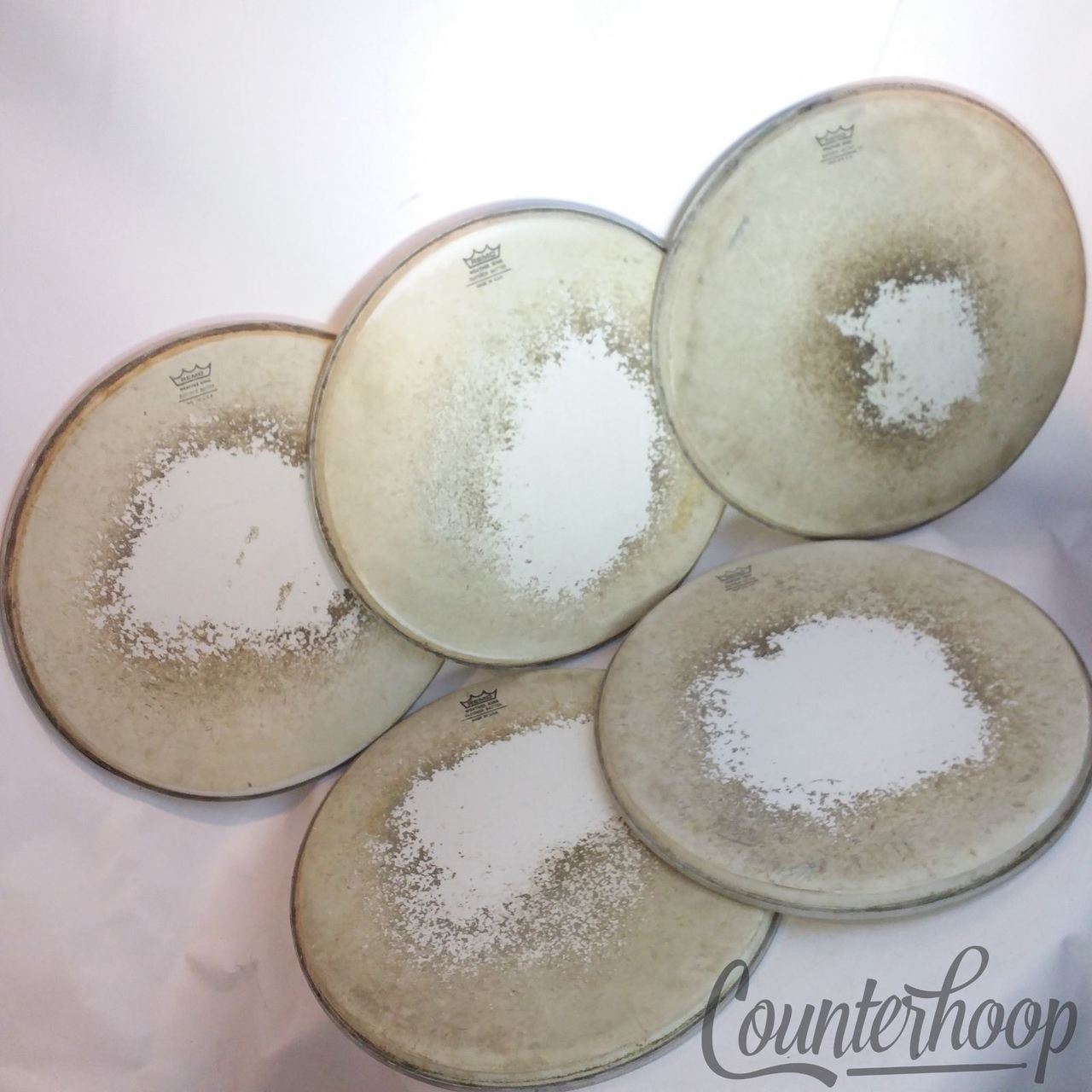 Remo 5x 15" Emperor Coated Batter Snare/Tom Drum Heads Weather King Vintage USA — main photograph