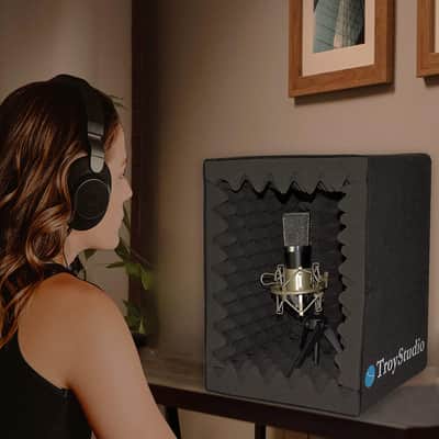 Portable Vocal Booth – Large Foldable Microphone Isolation Shield with Acoustic Foam for Recording Studio, Desk & Mic Stand Use image 7