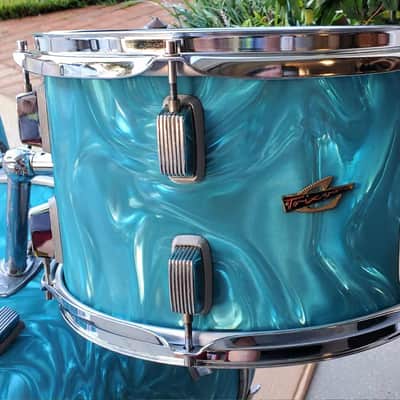 Trixon Luxus 3pc Drum Set 1960’s  - Aquamarine Satin Flame image 8