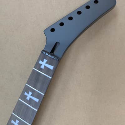 22 FRET STAINLESS STEEL CROSS INLAYS DEATH METAL GUITAR NECK REPLACEMENT image 2
