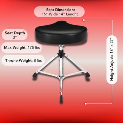 Drum Throne with Adjustable Height Motorcycle-Style Seat, Double-Braced Legs, Sturdy Drum Stool for Drummers, Comfortable Cushion for Practice or Performance image 2