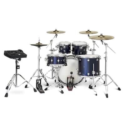 DW DWe 5pc Complete Electronic/Acoustic Drum Set w/Roland V51 Midnight Blue Metallic image 3