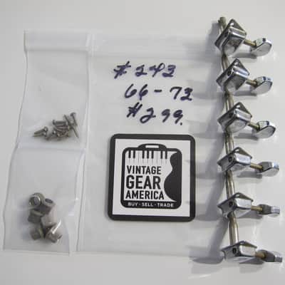 Fender F Tuners Six on a Side with Original Grommets and Screws Authentic Vintage Part Circa-1967-1974-Chrome image 2