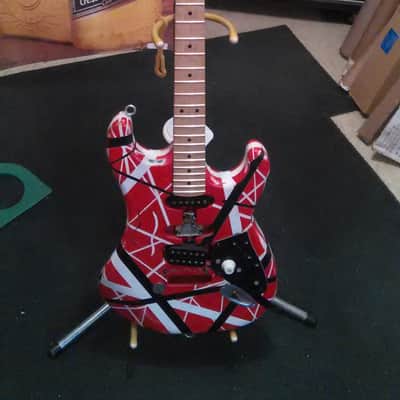 Kramer Ad Guitar Project Frankenstein eVh Striping Birds Eye Maple Neck Skunk Stripe Maple Relic image 1