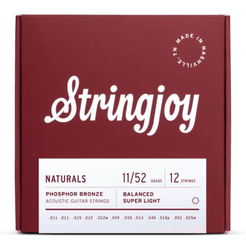 Stringjoy Naturals Phosphor Bronze Acoustic Guitar Strings, Super Light Gauge (11-52) image 1