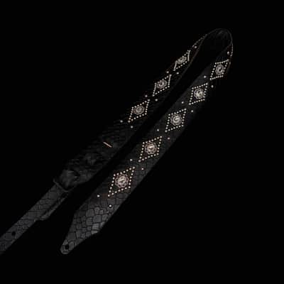 Carlino Crystal black scale leather strap with satin nickel studding 2026 - Black image 2