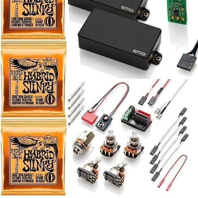 EMG KFK KERRY KING 81 + 85 BLACK ACTIVE HUMBUCKER SET SHORT SHAFT POTS & WIRING ( 3 HYBRID SLINKY ) image 1