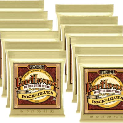 Ernie Ball 2008 Earthwood Rock & Blues 10-52 Acoustic Strings, 12 PACKAGES #P02008-12 image 1