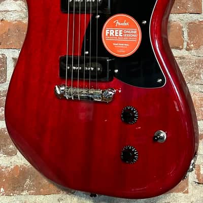 New Squier Paranormal Strat-O-Sonic - Crimson Red Transparent, Wicked Cool Guitar! Pro Set Up and Fast Free Shipping! image 1