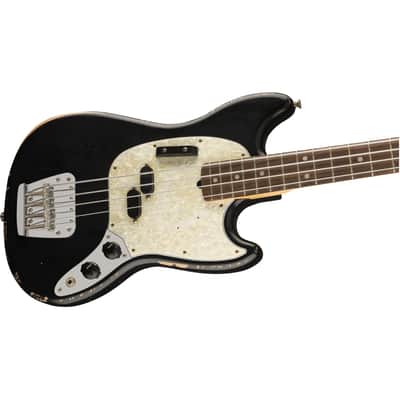 Fender Justin Meldal-Johnsen Road Worn Mustang Bass Black - 4-String Electric Bass image 4