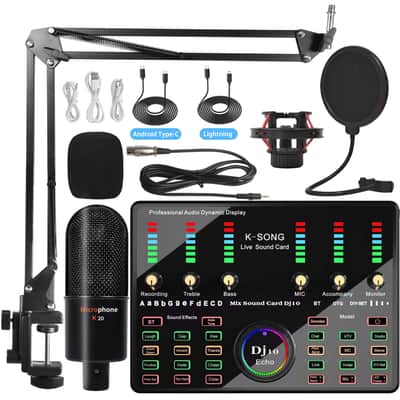Sound Card Mobile Phone Bluetooth K Song Microphone Condenser Wireless Microphone Sound Card Dedicated Full Set image 16